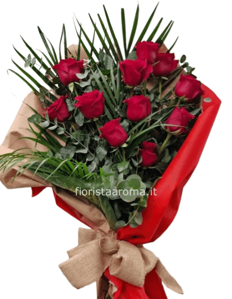 Fascio di 12 rose rosse » Fiorista a Roma, invio e consegna fiori
